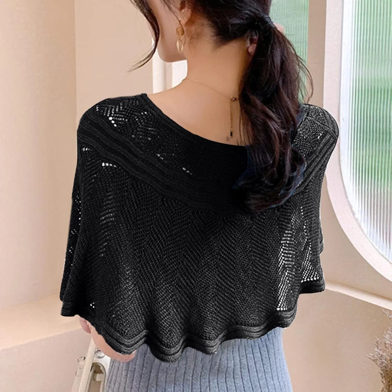 Women Knitted Shawl Wrap Blanket Poncho Cape Oversized Elegant Cardigan Sweater Scarf Open Front Coat Holiday Gifts