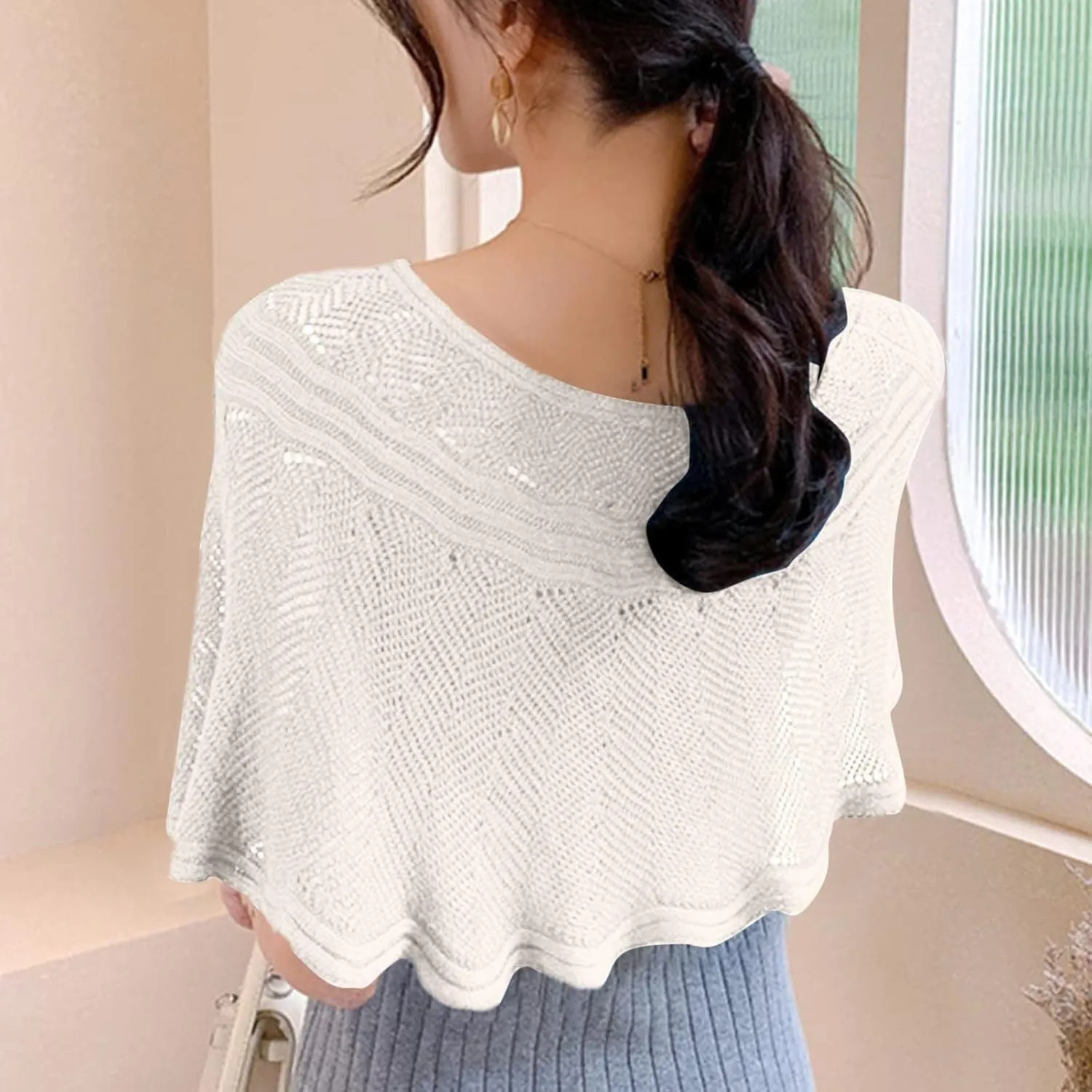 Women Knitted Shawl Wrap Blanket Poncho Cape Oversized Elegant Cardigan Sweater Scarf Open Front Coat Holiday Gifts