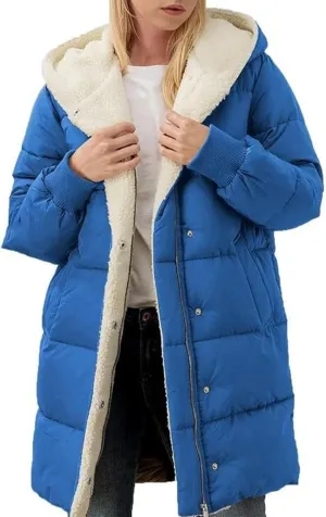 Women Puffer Jacket Fall Winter Fashion Warm Quilted Long Hooded Padded Bubble Hooded Coat Warm Long Jacket Parka