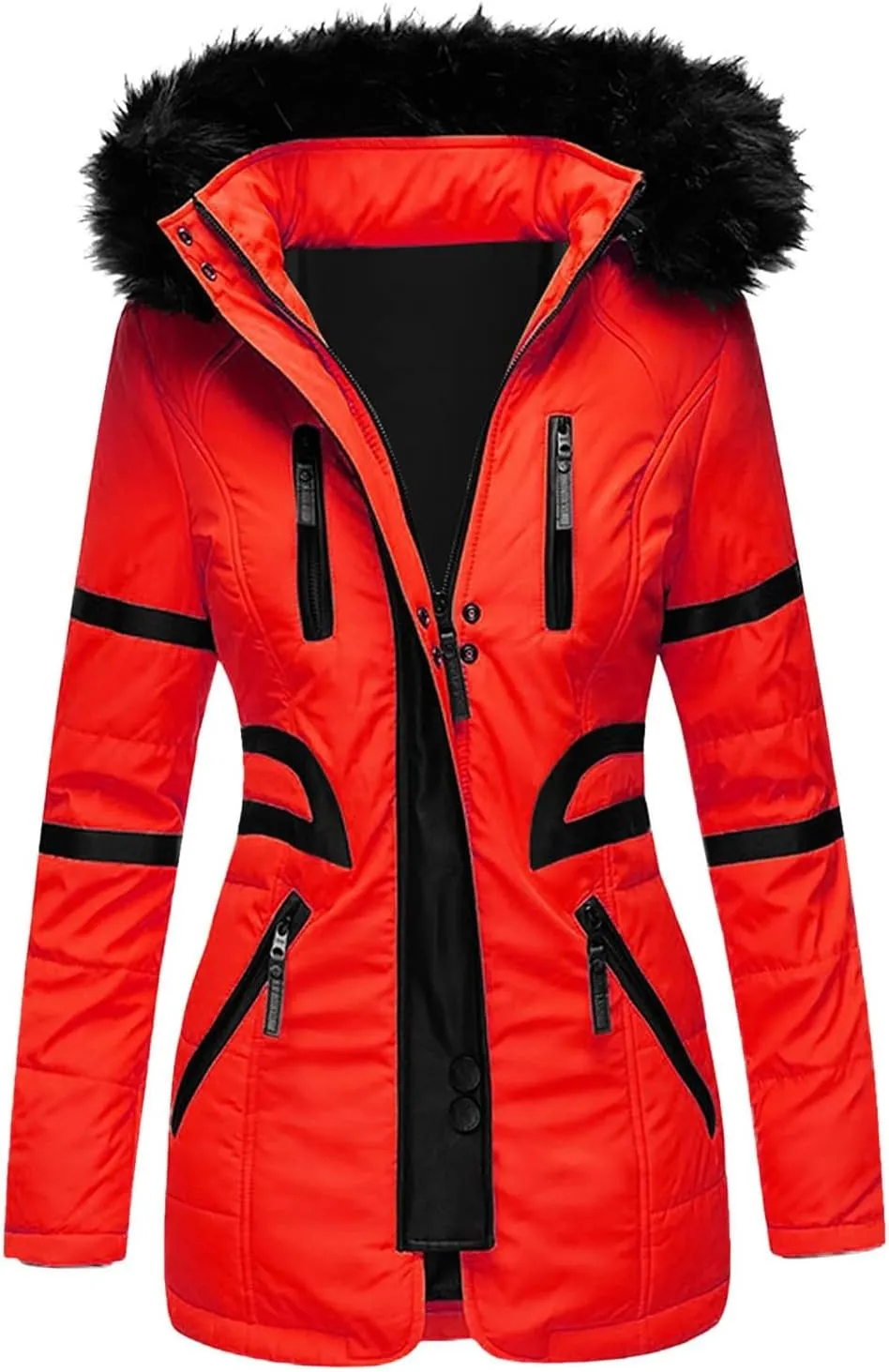 Women Winter Coats Mid-Lenght Down Puffer Coats Slim Hooded Long Sleeve Cardigans Coats Plus Size Thicken Jackets