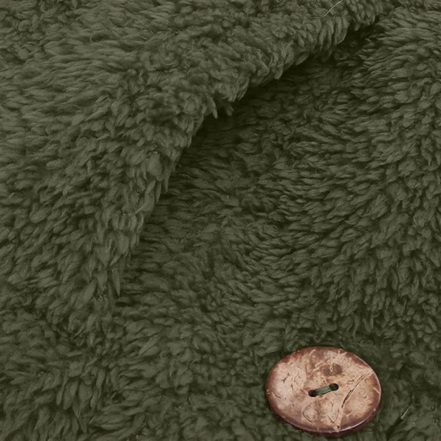 Women Winter Plush Coats Plus Size Button Hooded Cardigan Coat Loose Casual Outerwear Fleece Wool Jacket