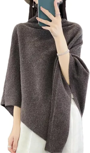 Women Wool Shawl Oversized Sweaters Knitted Pullover Wraps Soft Open Front Poncho Sweater