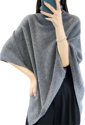 Women Wool Shawl Oversized Sweaters Knitted Pullover Wraps Soft Open Front Poncho Sweater