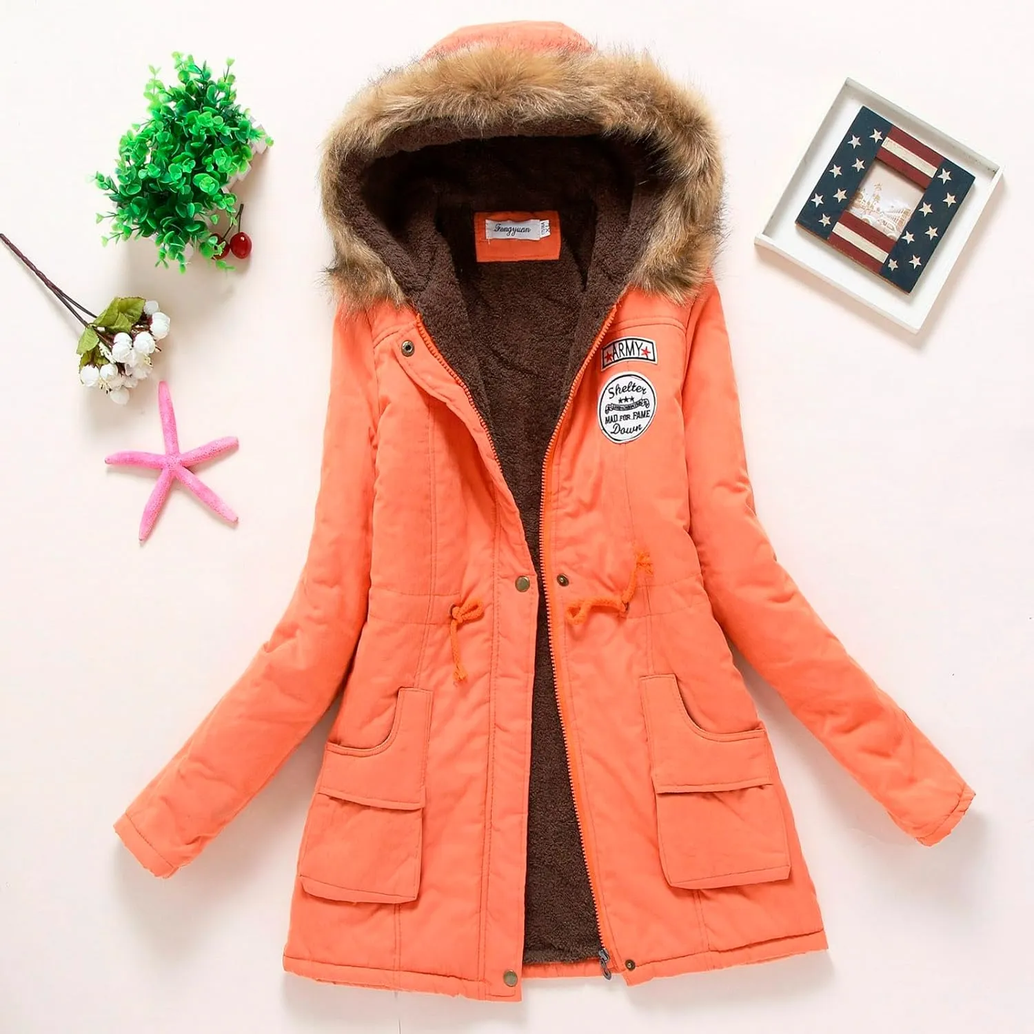 Womens 2024 Fashion Solid Zipper Coat Long Sleeve Hooded Overcoat Casual Warm Soft Fleece Coat Daily Winter Clothes