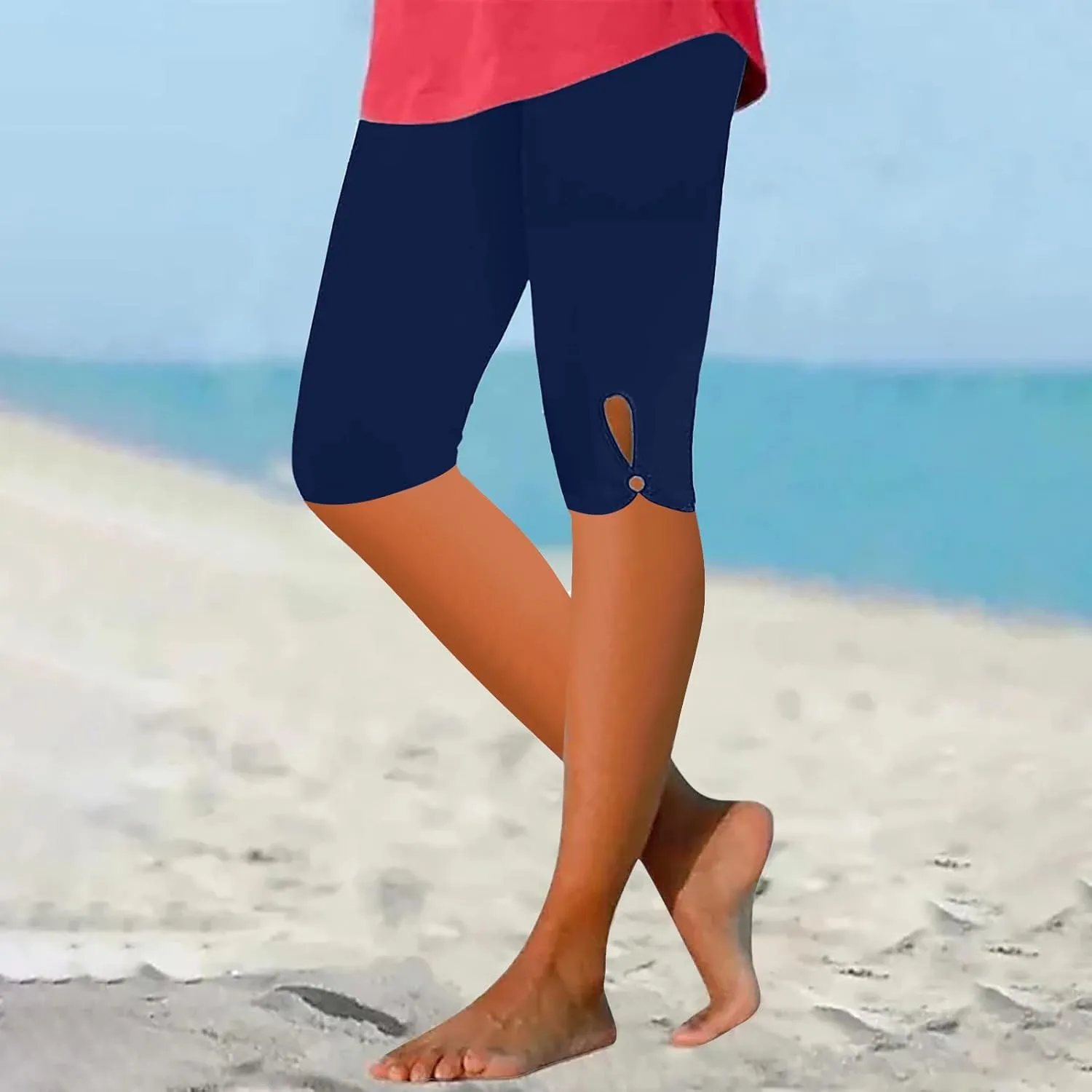 Womens Capris for Summer Tummy Control Cropped High Waist Yoga Bottoms Stretchy Leggings Workout Compression Pants