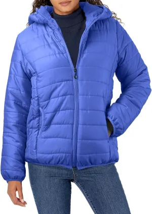 Womens Classic Solid Quilted Puffer Coat Long Sleeve Hooded Down Coat Casaul Warm Pocket Overcoat Daily Winter Clothes