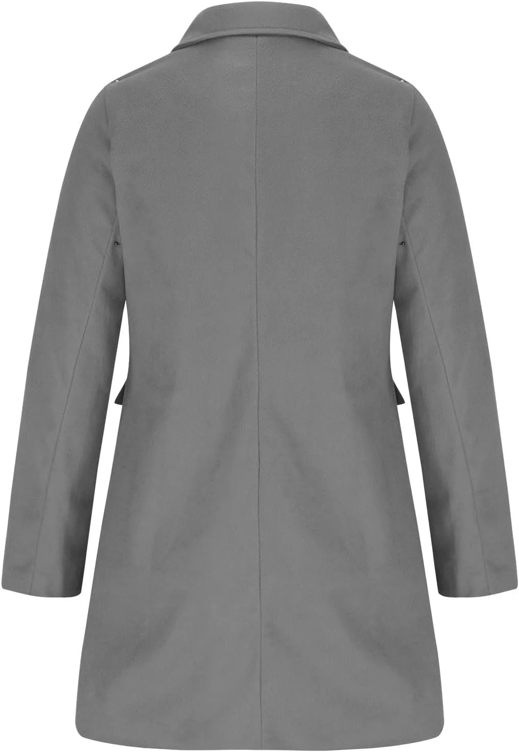 Women's Coat Notched Lapel Pea Coat Classic Trench Coats Single Breasted Jacket Mid Long Outwear Overcoat with Pocket