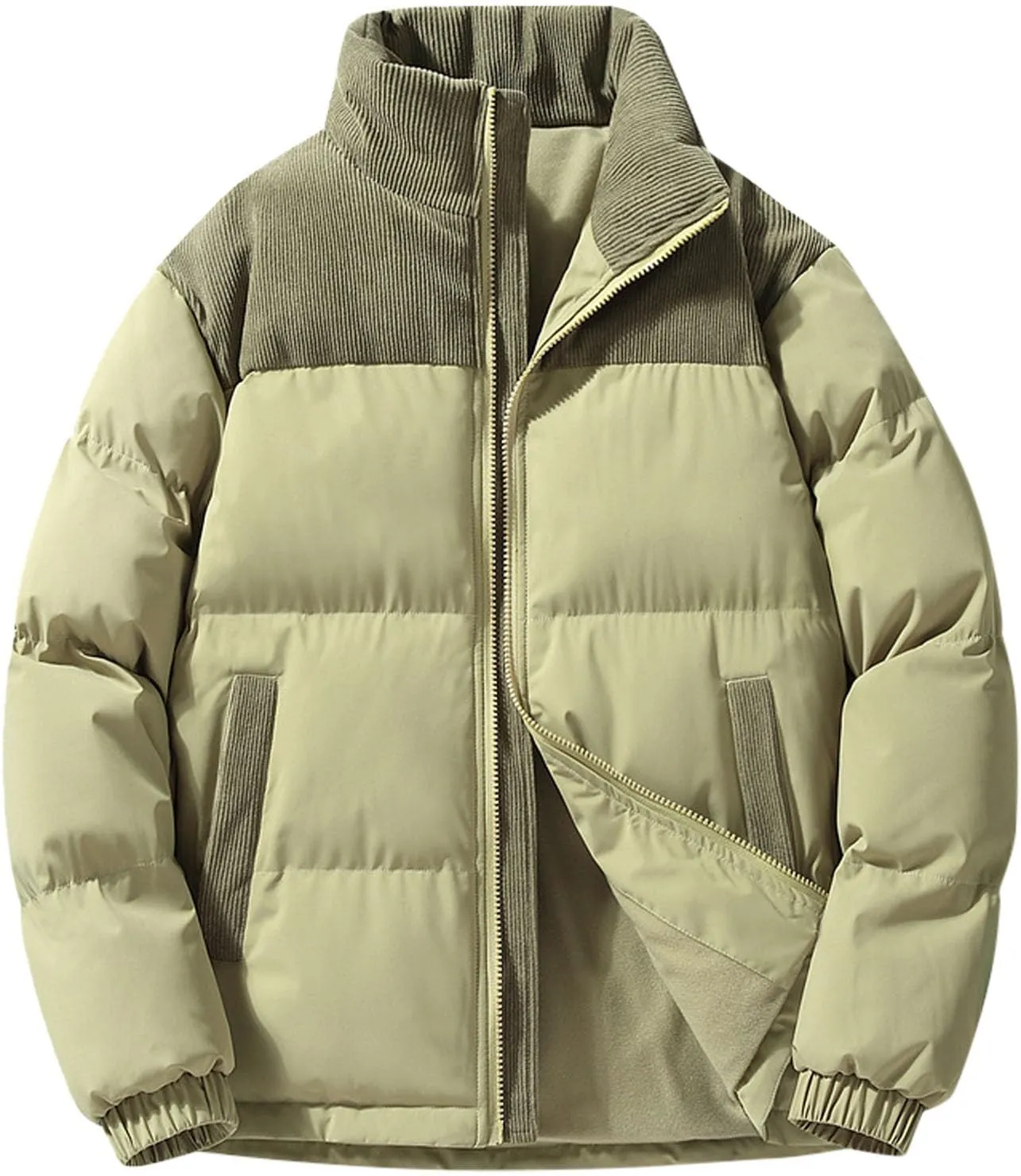 Women's Crop Puffer Jacket Trendy Zip Up Quilted Short Winter Coat Thickened Down Jackets Parkas with Pockets Outwear