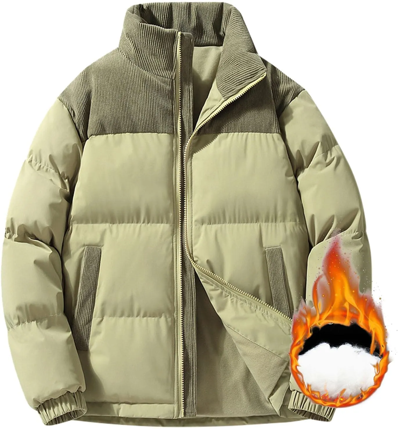 Women's Crop Puffer Jacket Trendy Zip Up Quilted Short Winter Coat Thickened Down Jackets Parkas with Pockets Outwear