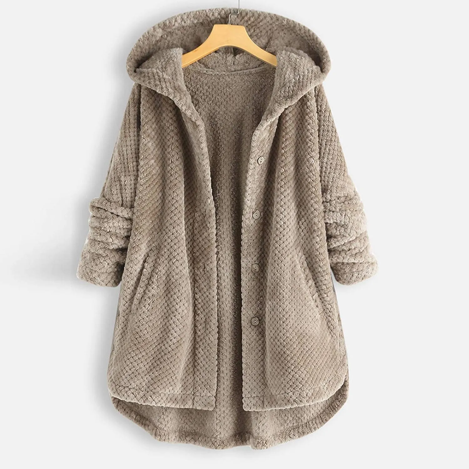 Women's Fashion Winter Coat Warm Faux Shearling Shaggy Shacket Jacket Color Block Oversized Fluffy Sherpa Outerwear