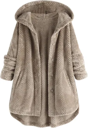 Women's Fashion Winter Coat Warm Faux Shearling Shaggy Shacket Jacket Color Block Oversized Fluffy Sherpa Outerwear