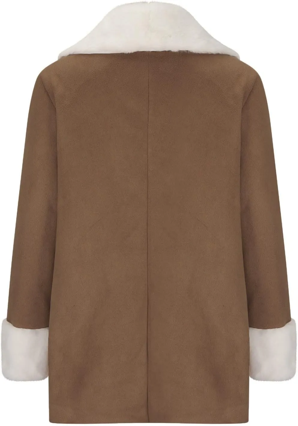 Womens Fleece Lined Jackets 2024 Winter Suede Coats Thickened Warm Sherpa Coats Notch Lapel Outerwear with Pockets