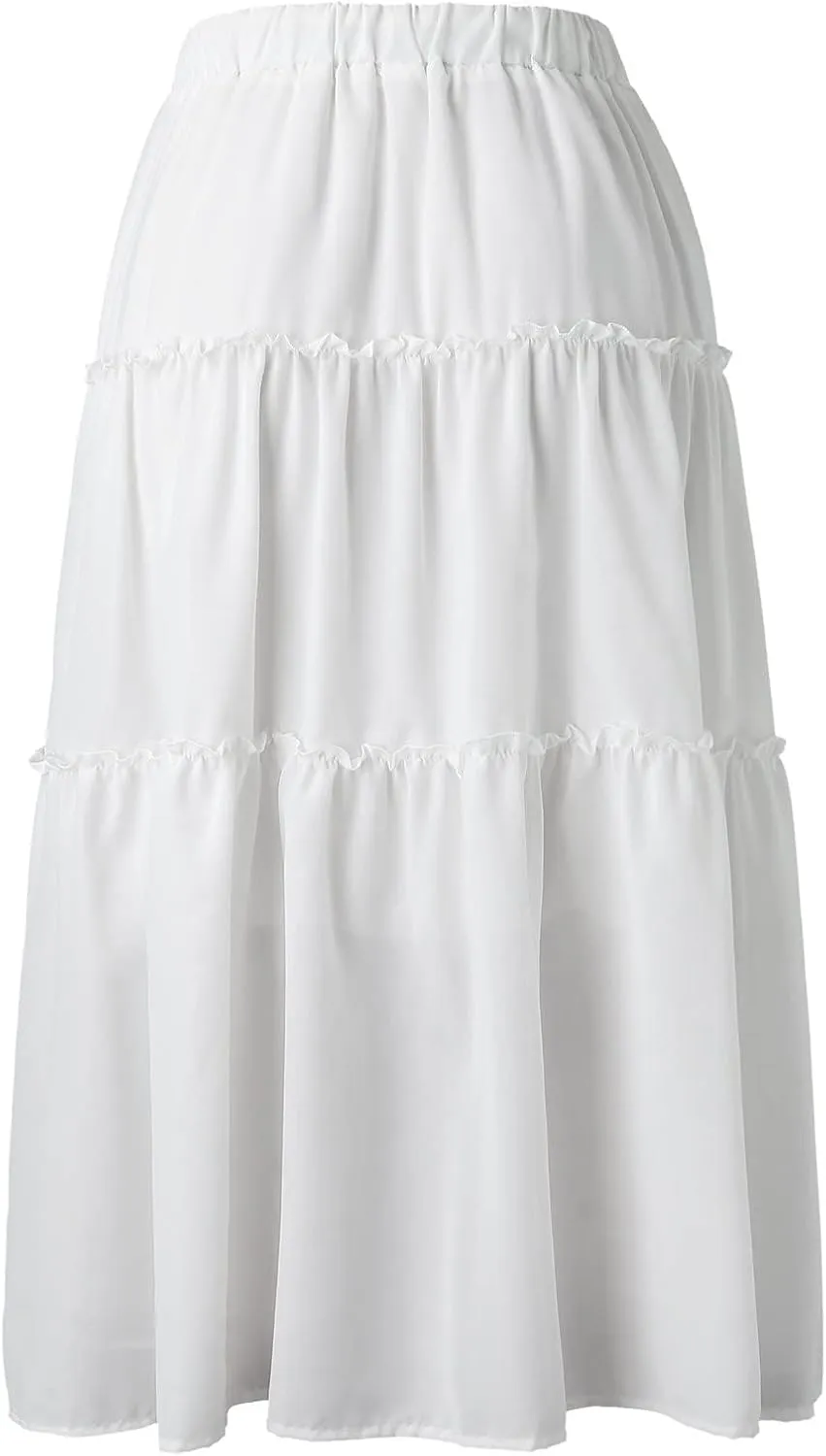 Women's Flowy Boho Maxi Skirt A Line High Waist Skirts Casual Pleated Tiered Long Skirts Summer Beach Vacation Skirt
