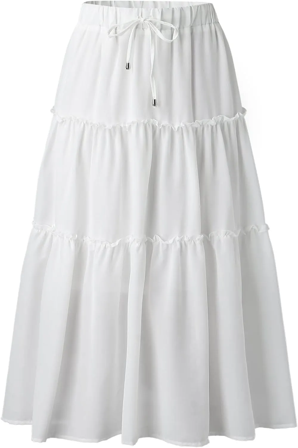Women's Flowy Boho Maxi Skirt A Line High Waist Skirts Casual Pleated Tiered Long Skirts Summer Beach Vacation Skirt