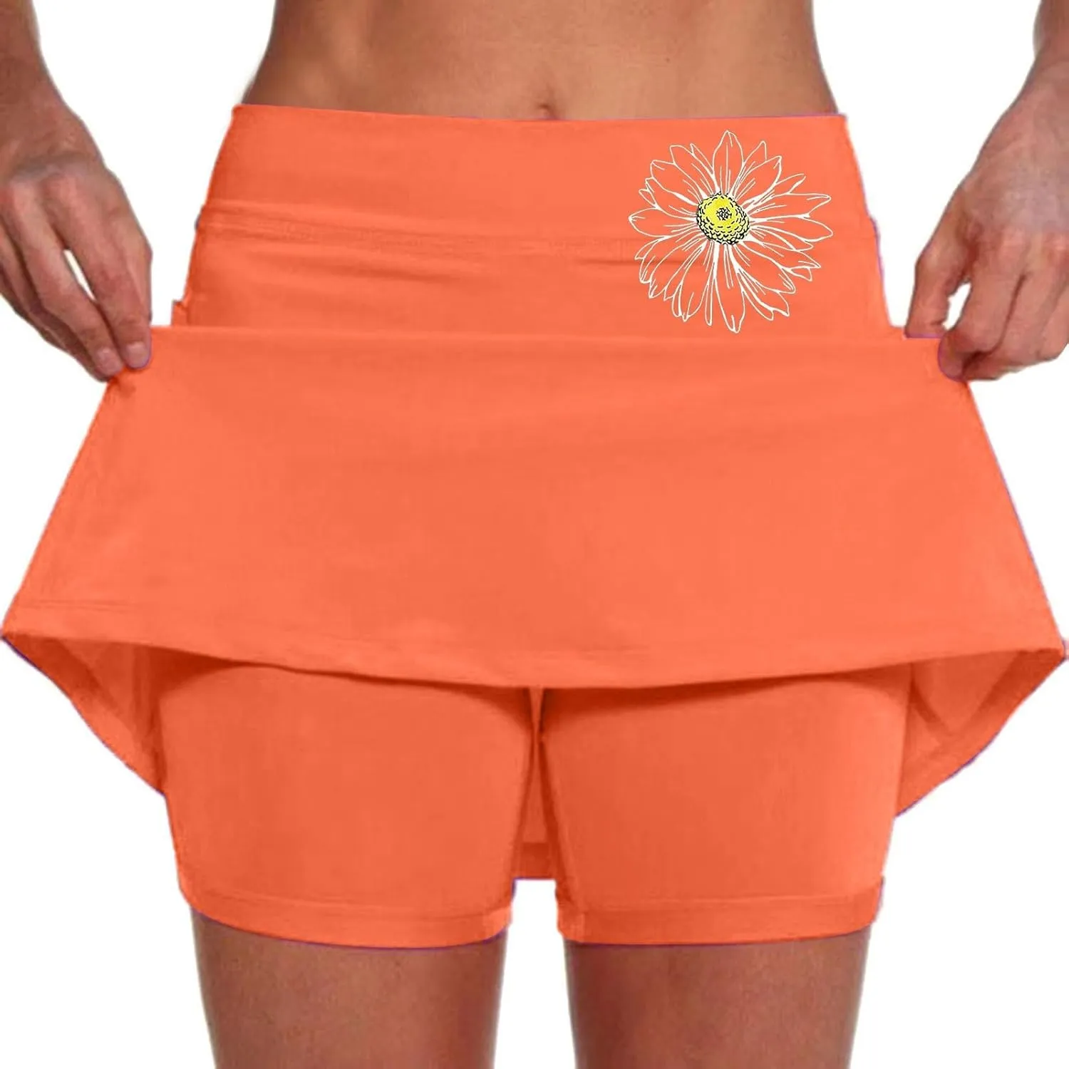 Womens Golf Skorts with Pockets Plus Size High Waist Tennis Skirt with Shorts Underneath Tummy Control Mini Skirts