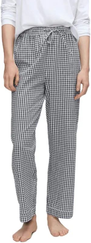 Women's High Waist Gingham Long Pants Drawstring Elastic Waist Plaid Straight Leg Trousers Y2K Pj Bottoms