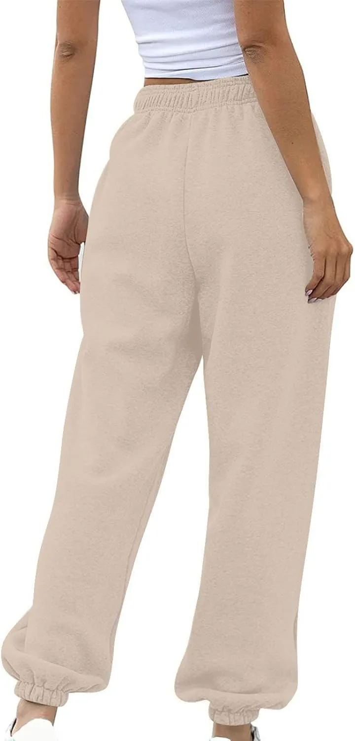 Women's High Waisted Sweatpants Cinch Bottom Sporty Active Joggers Pants Workout Baggy Lounge Bottoms with Pockets