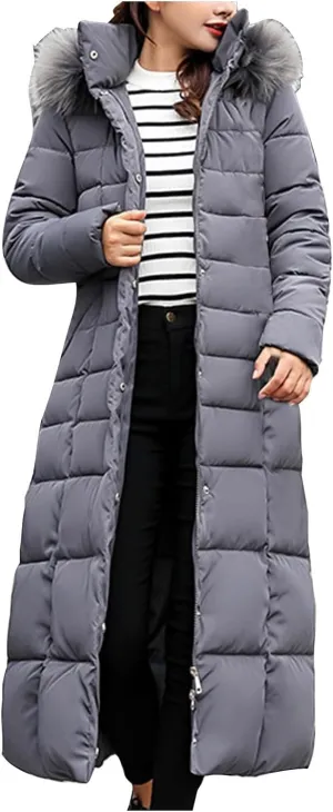 Women's Hooded Puffer Down Coat Long Winter Jacket with Hood Quilted Jacket Ladies Coats Womens Winter
