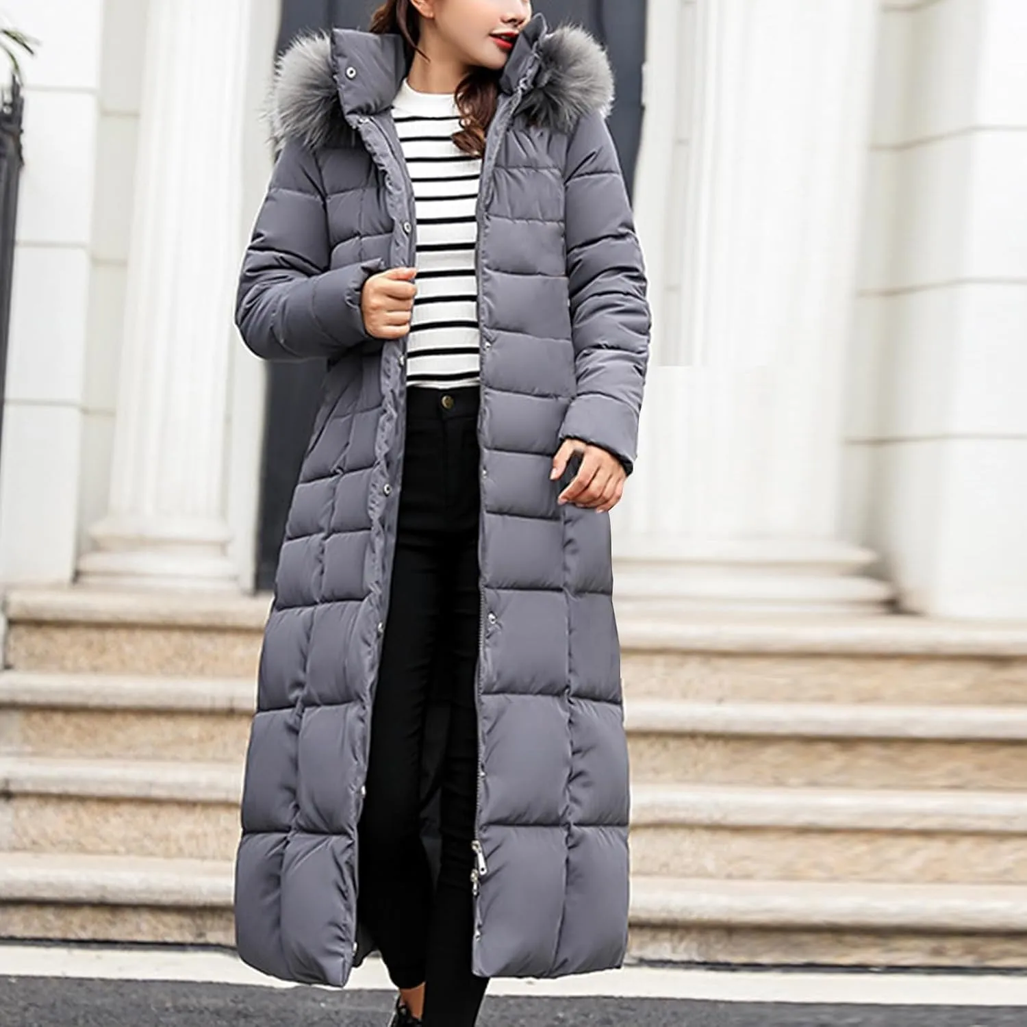 Women's Hooded Puffer Down Coat Long Winter Jacket with Hood Quilted Jacket Ladies Coats Womens Winter