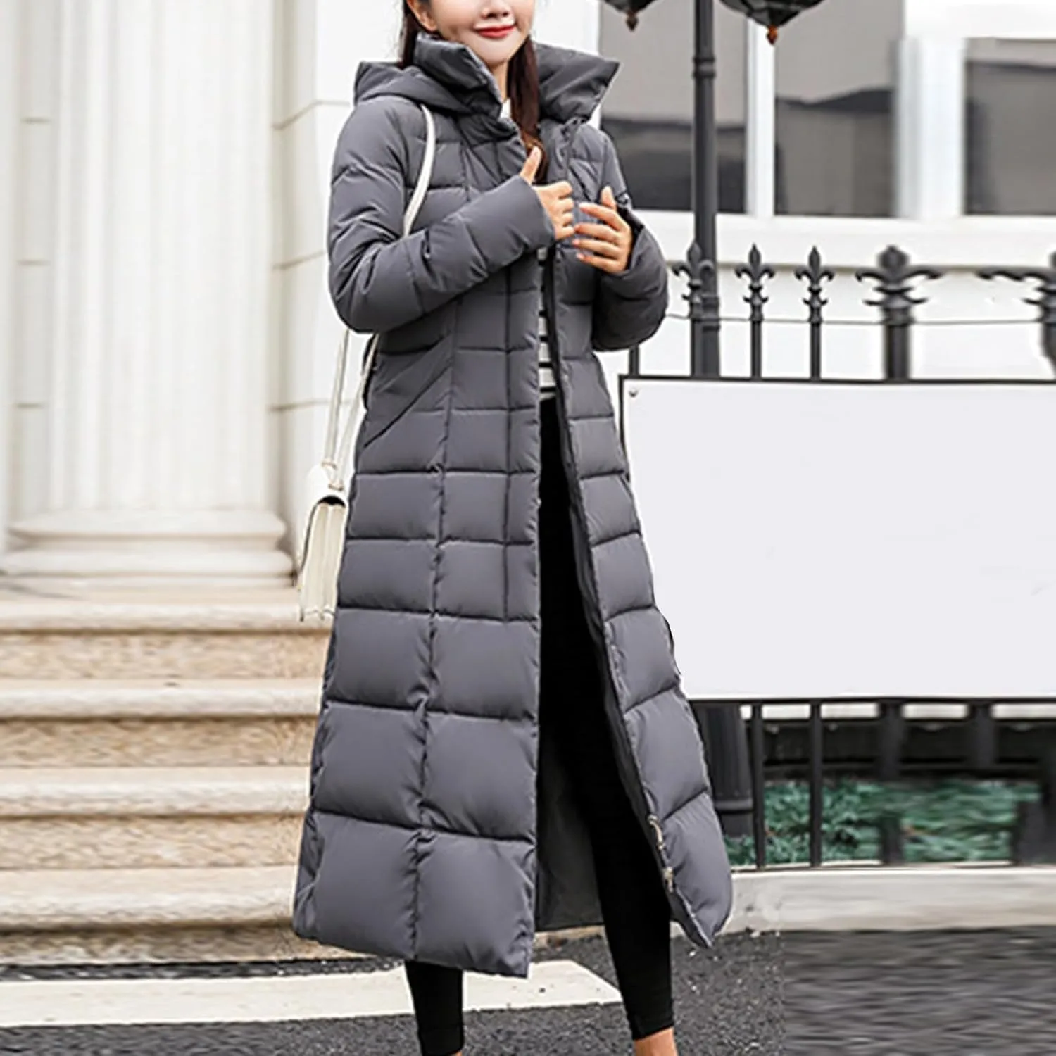 Women's Hooded Puffer Down Coat Long Winter Jacket with Hood Quilted Jacket Ladies Coats Womens Winter