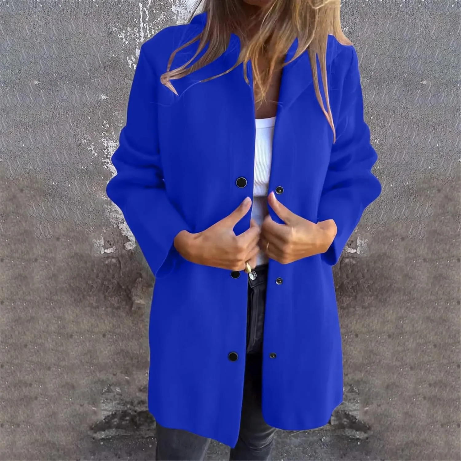 Womens Jackets Casual Single Breasted Hooded Jacket Lapel Neck Long Sleeve Solid Cardigans Trench Coat for Women 2024