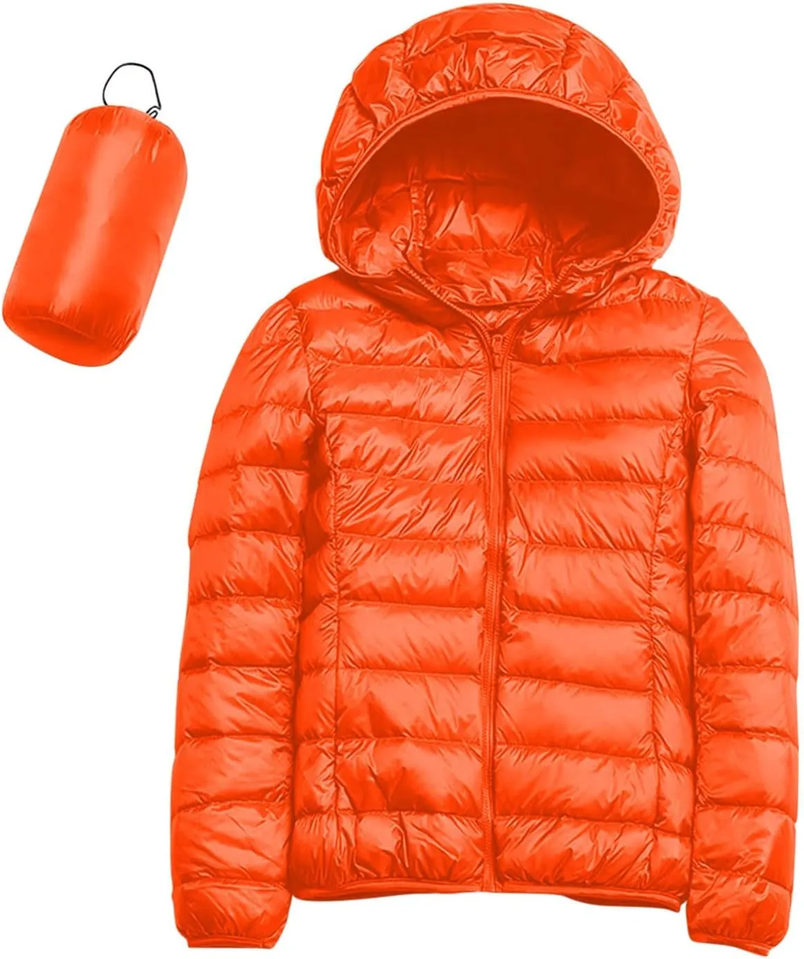 Womens Lightweight Down Jacket Duck Winter Puffer Coats Zipper Hooded Packable Waterproof Warm Winter Outerwear