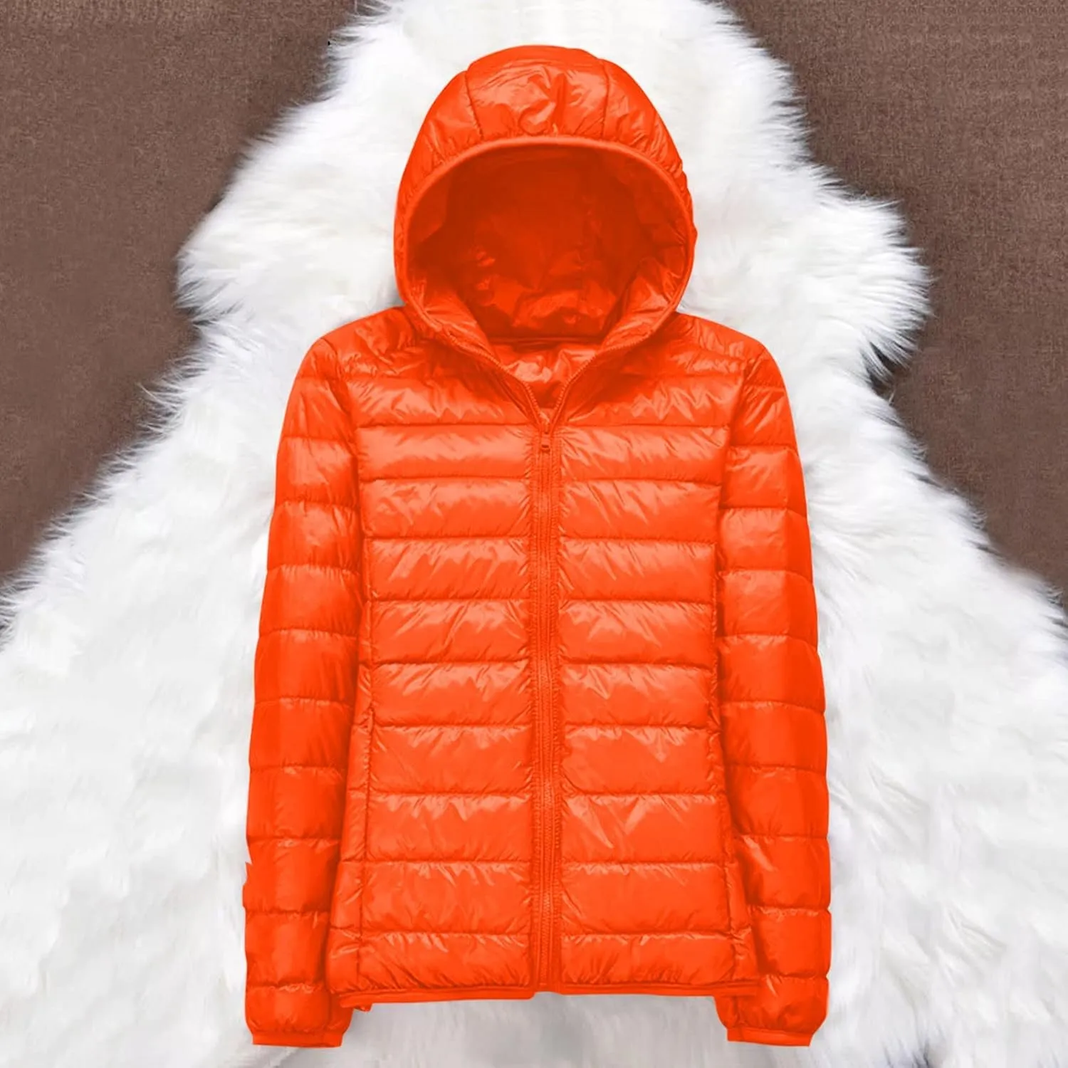 Womens Lightweight Down Jacket Duck Winter Puffer Coats Zipper Hooded Packable Waterproof Warm Winter Outerwear