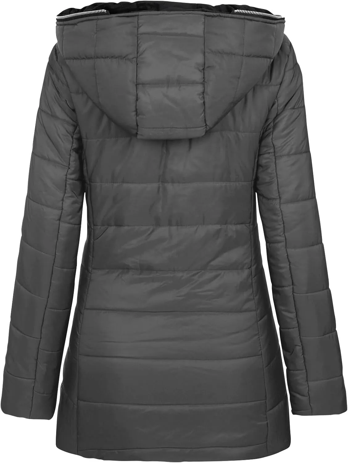 Womens Lightweight Puffer Jacket Winter Coats Warm Quilted Bubble Padded Coat Faux Fur Hooded Coatigan Outerwear