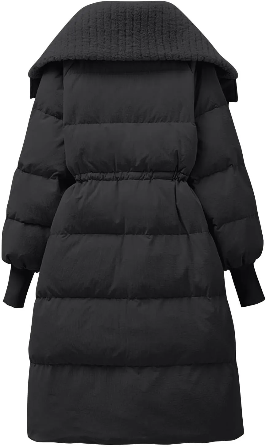 Womens Long Puffer Quilted Jackets Long Sleeve Lapel Thicken Warm Winter Coats Down Jackets Padded Coat Outerwear