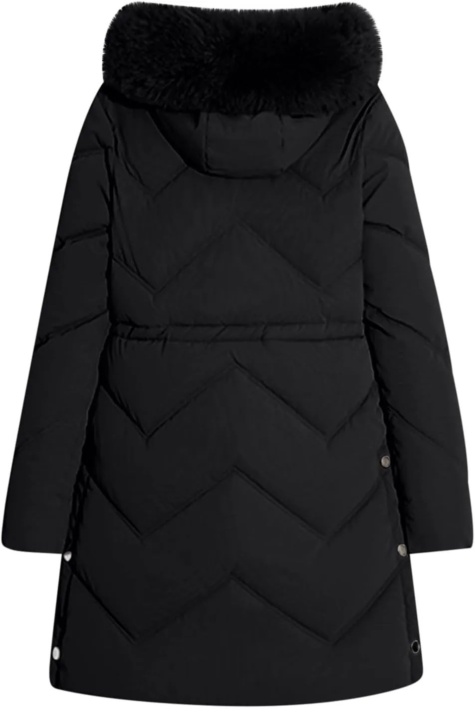Women's Long Winter Puffer Coat 2024 Trendy Thickened Warm Down Jacket Windproof Parka Outerwear With Faux Fur Hood