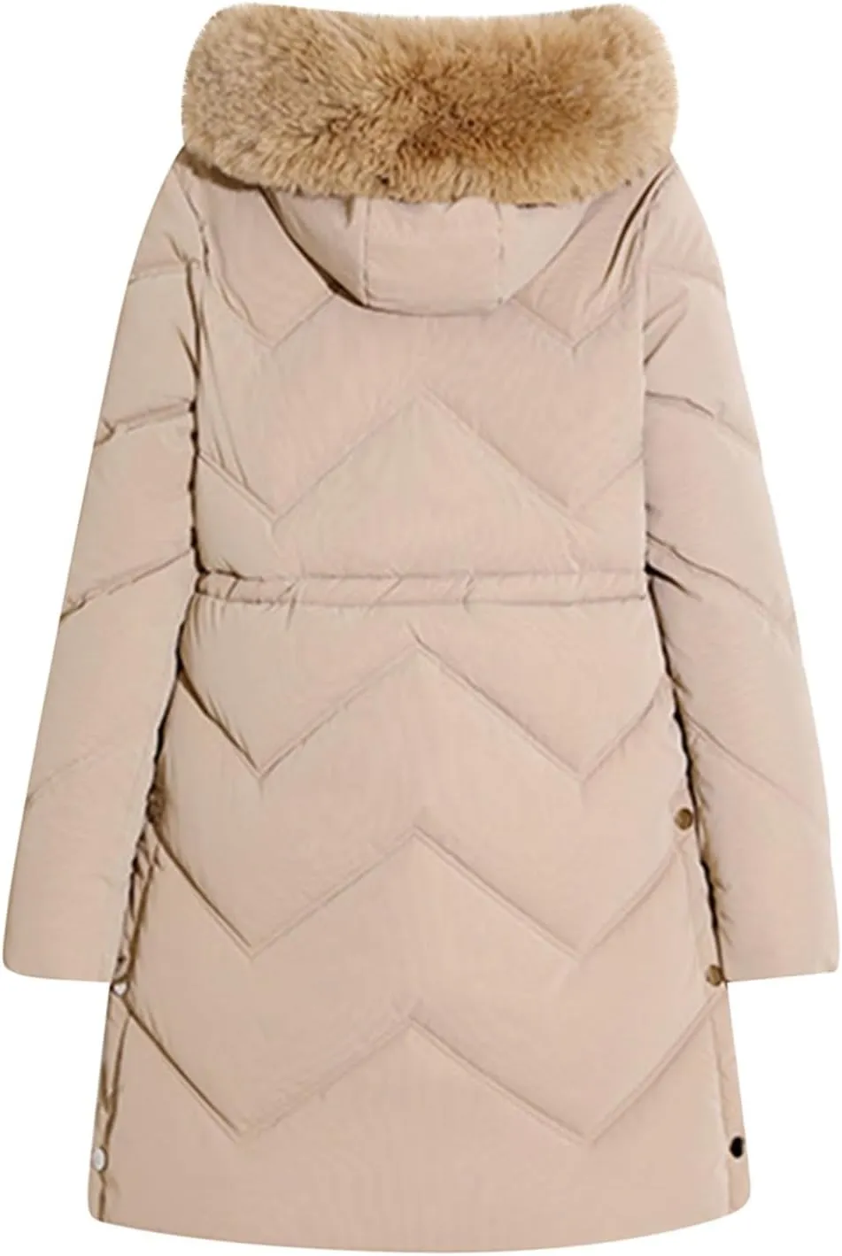 Women's Long Winter Puffer Coat 2024 Trendy Thickened Warm Down Jacket Windproof Parka Outerwear with Faux Fur Hood