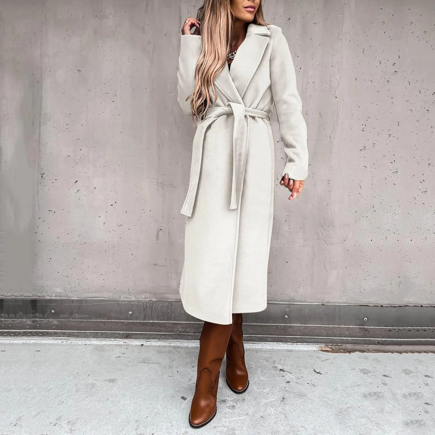 Womens Long Wool Coats Plus Size Casual Formal Work Winter Coat Wool Blend Trench Winter Jackets Mid Long
