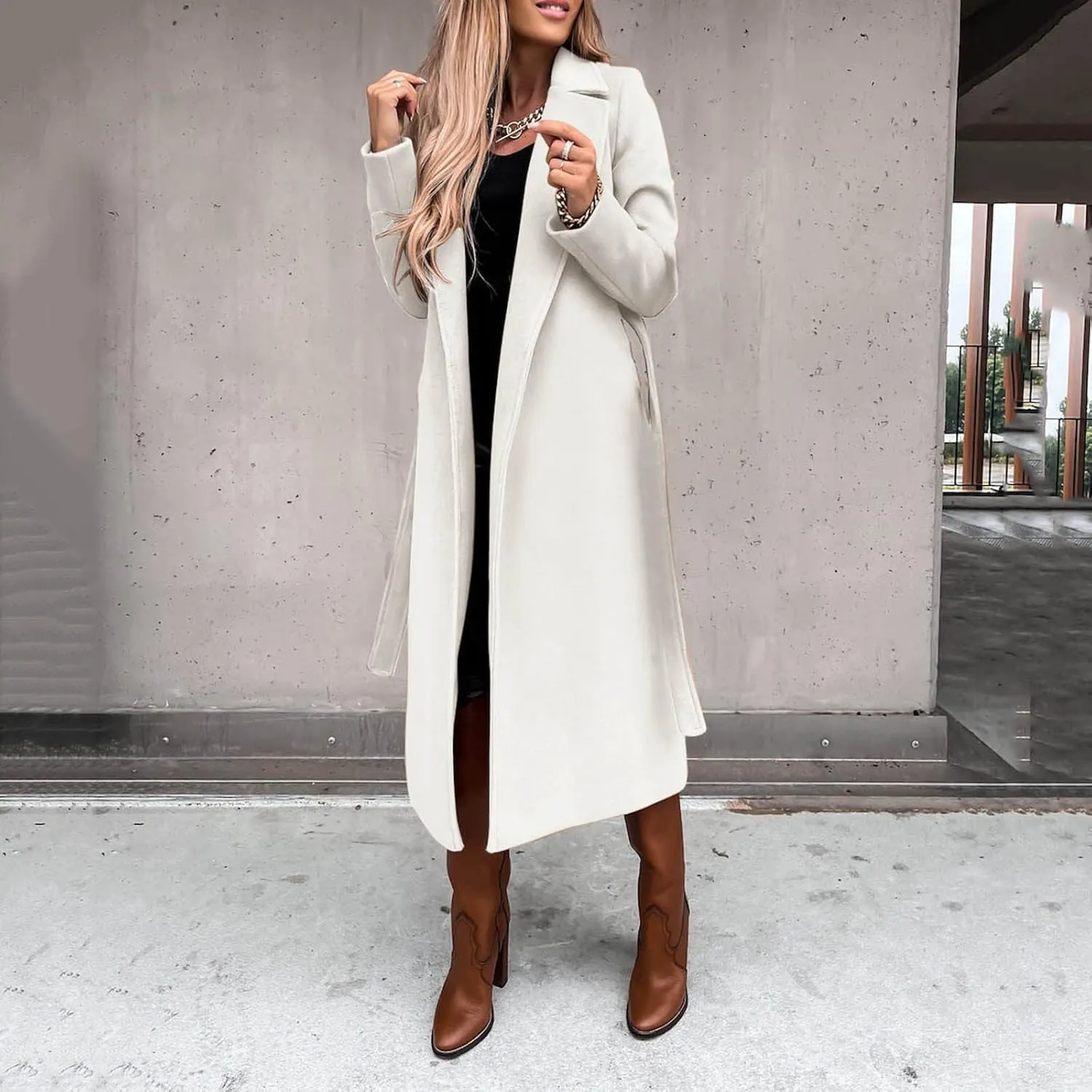Womens Long Wool Coats Plus Size Casual Formal Work Winter Coat Wool Blend Trench Winter Jackets Mid Long