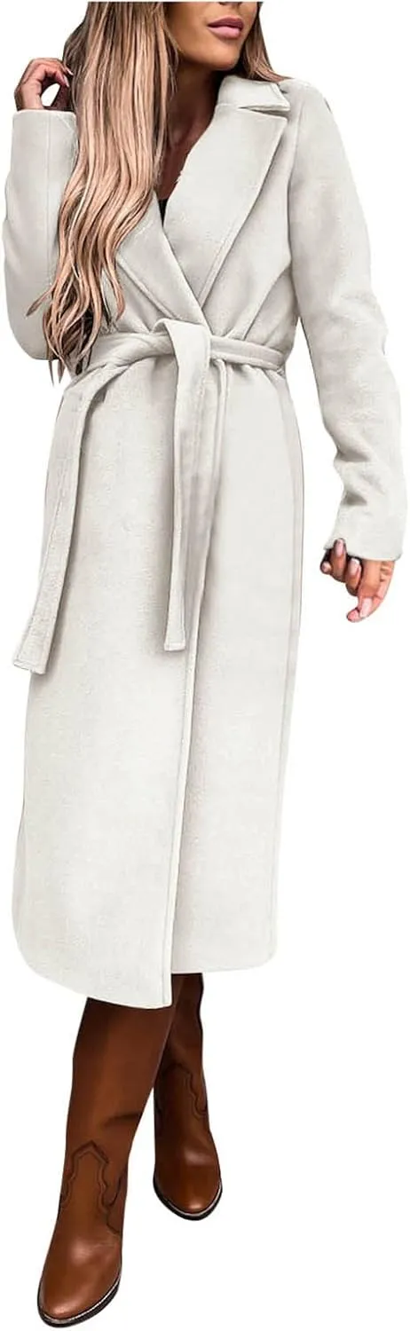 Womens Long Wool Coats Plus Size Casual Formal Work Winter Coat Wool Blend Trench Winter Jackets Mid Long