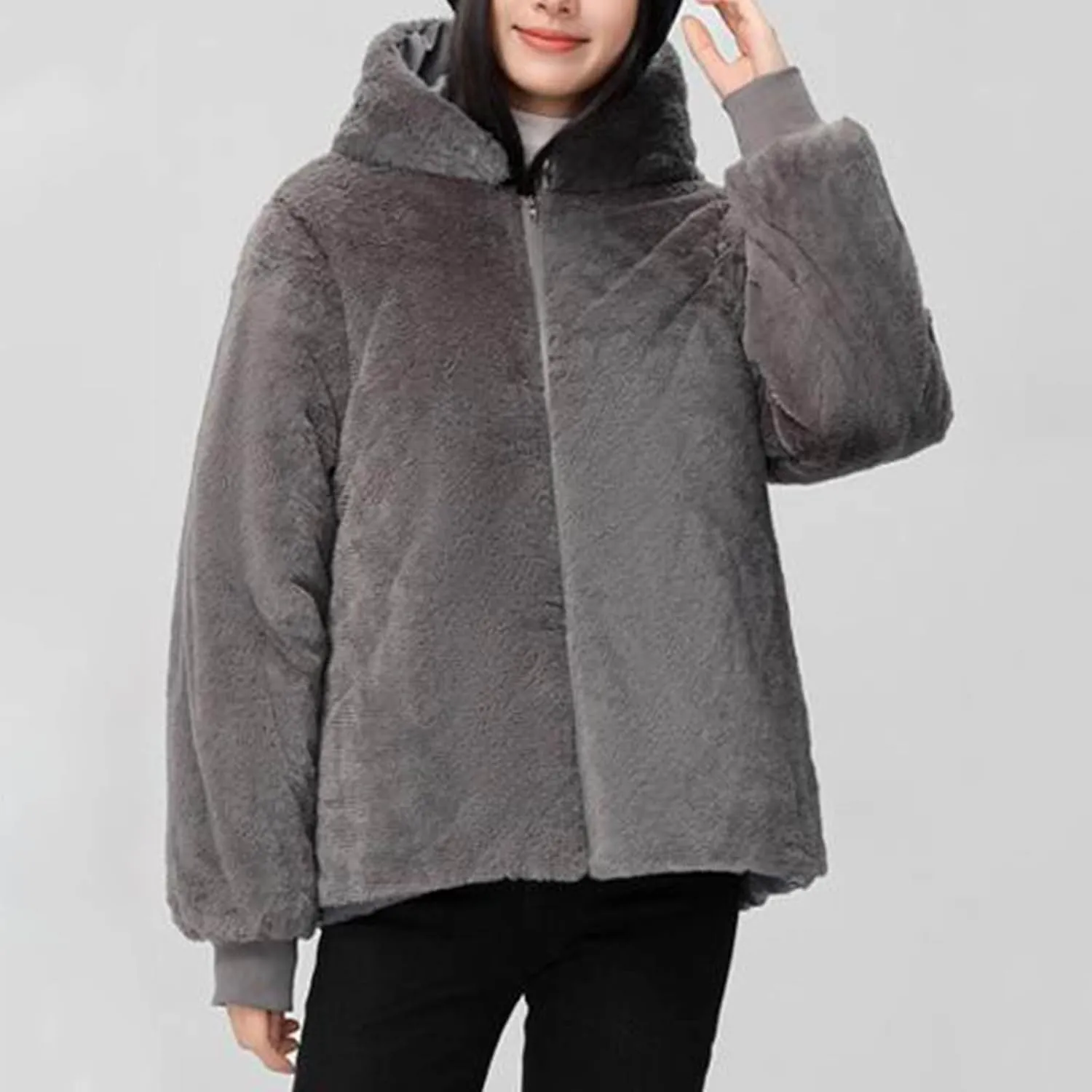Women's Mid-Length Puffer Coats Faux Fur Trim Hoodie Motorcycle Winter Down Jacket with Removable Hood Thicken Coats