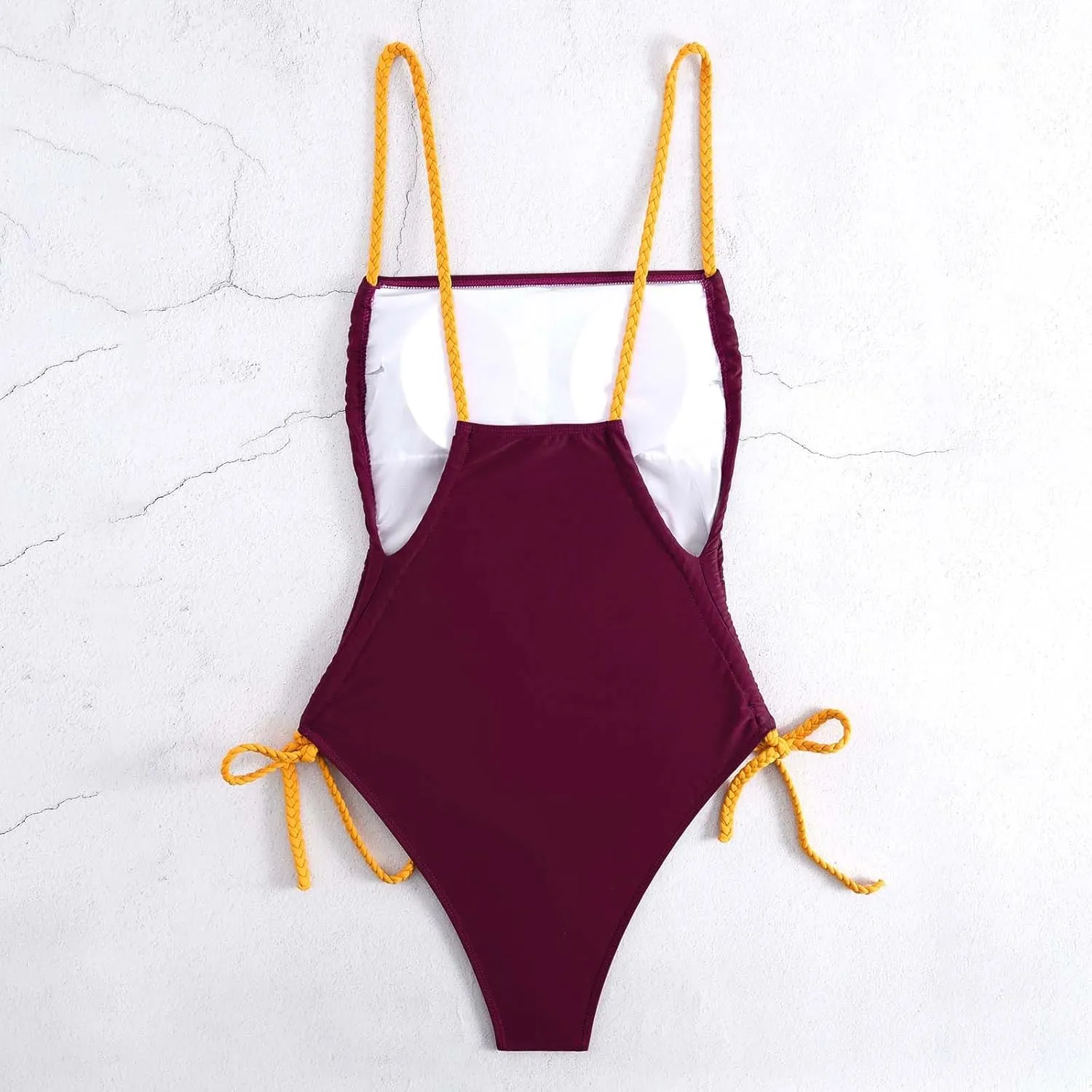 Womens One Piece Swimsuit High Cut Tummy Control Bathing Suit Tie Side Backless Swimwear Spaghetti Strap Swim Suits