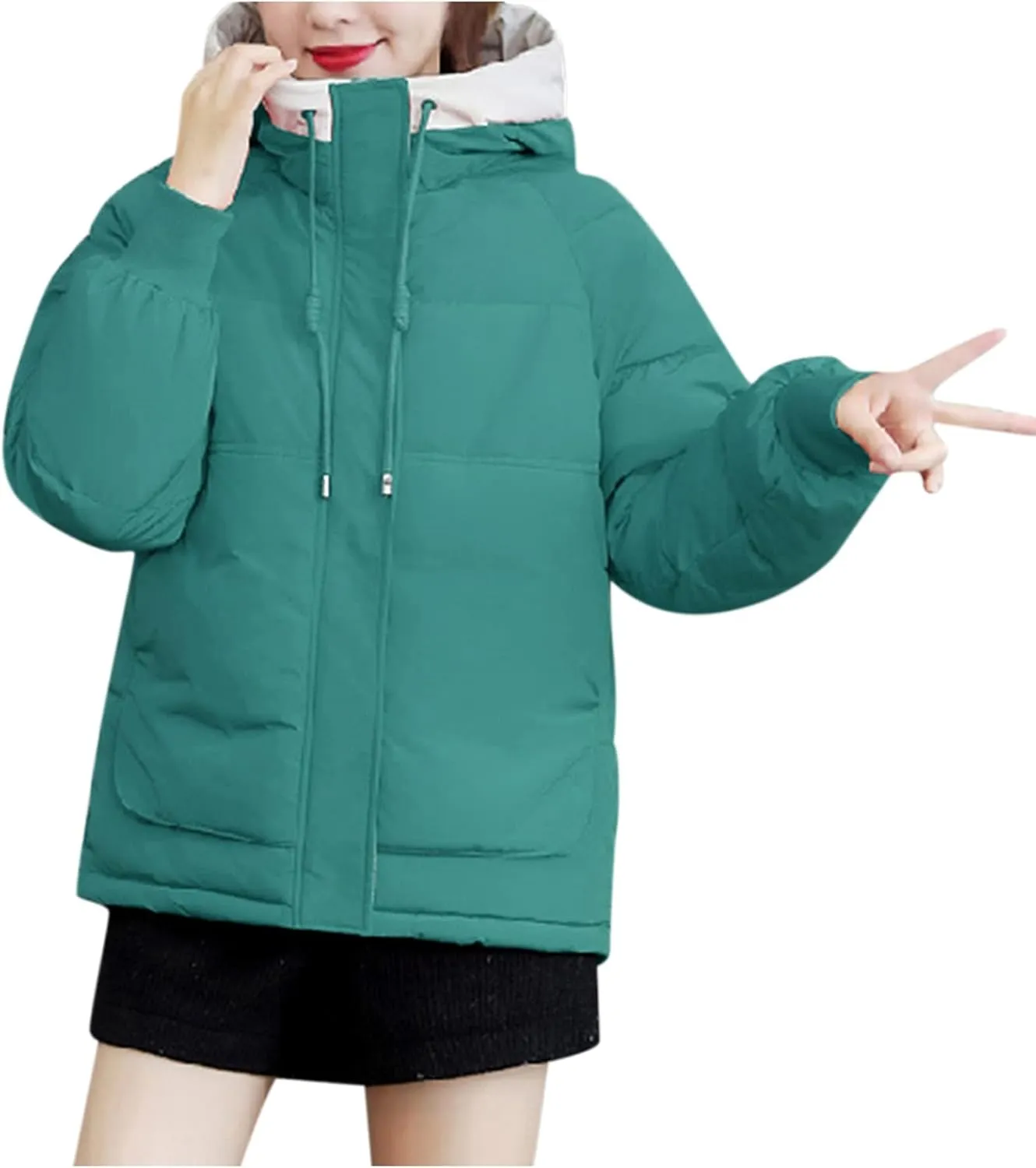 Women's Puffer Coat Casual Zip Up Warm Winter Lightweight Padded Down Jacket Hooded Preppy Quilted Jacket with Pocket