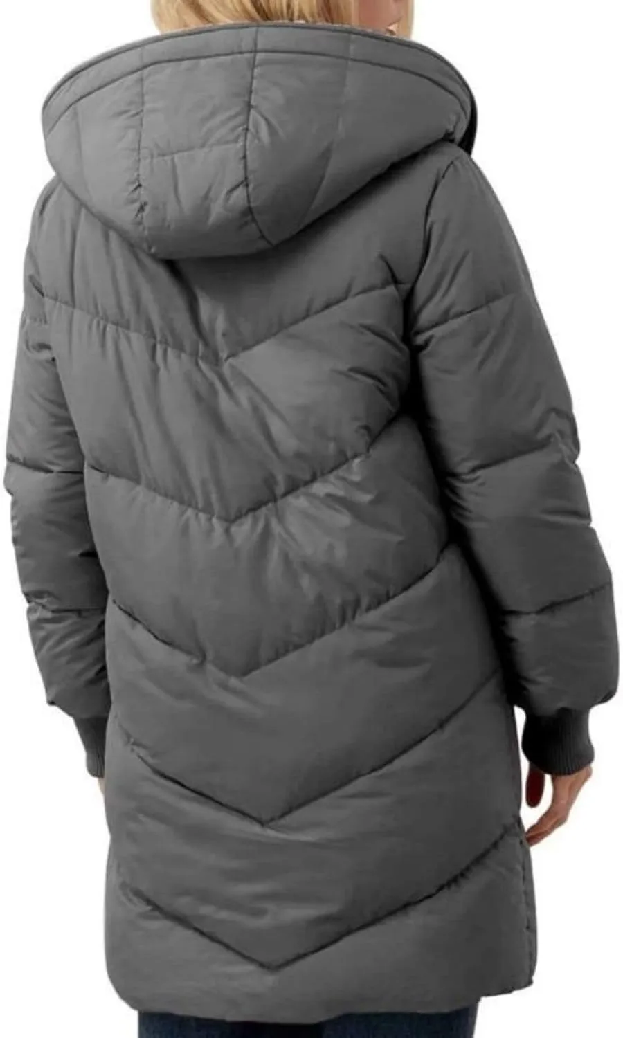 Women's Puffer Jacket Zipper Button Hooded Down Jacket Sherpa Fleece Lined Thickened Jacket Winter Warm Down Coat