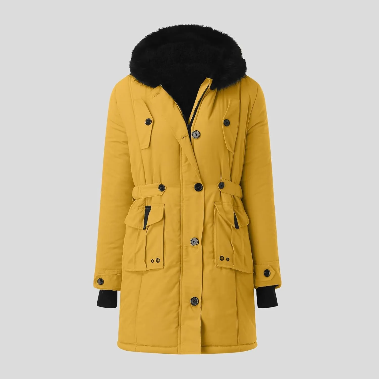 Womens Puffer Parka Jacket Coat Lapel Collar Long Sleeve Jacket Vintage Thicken Coat Jacket Womens Lightweight Down