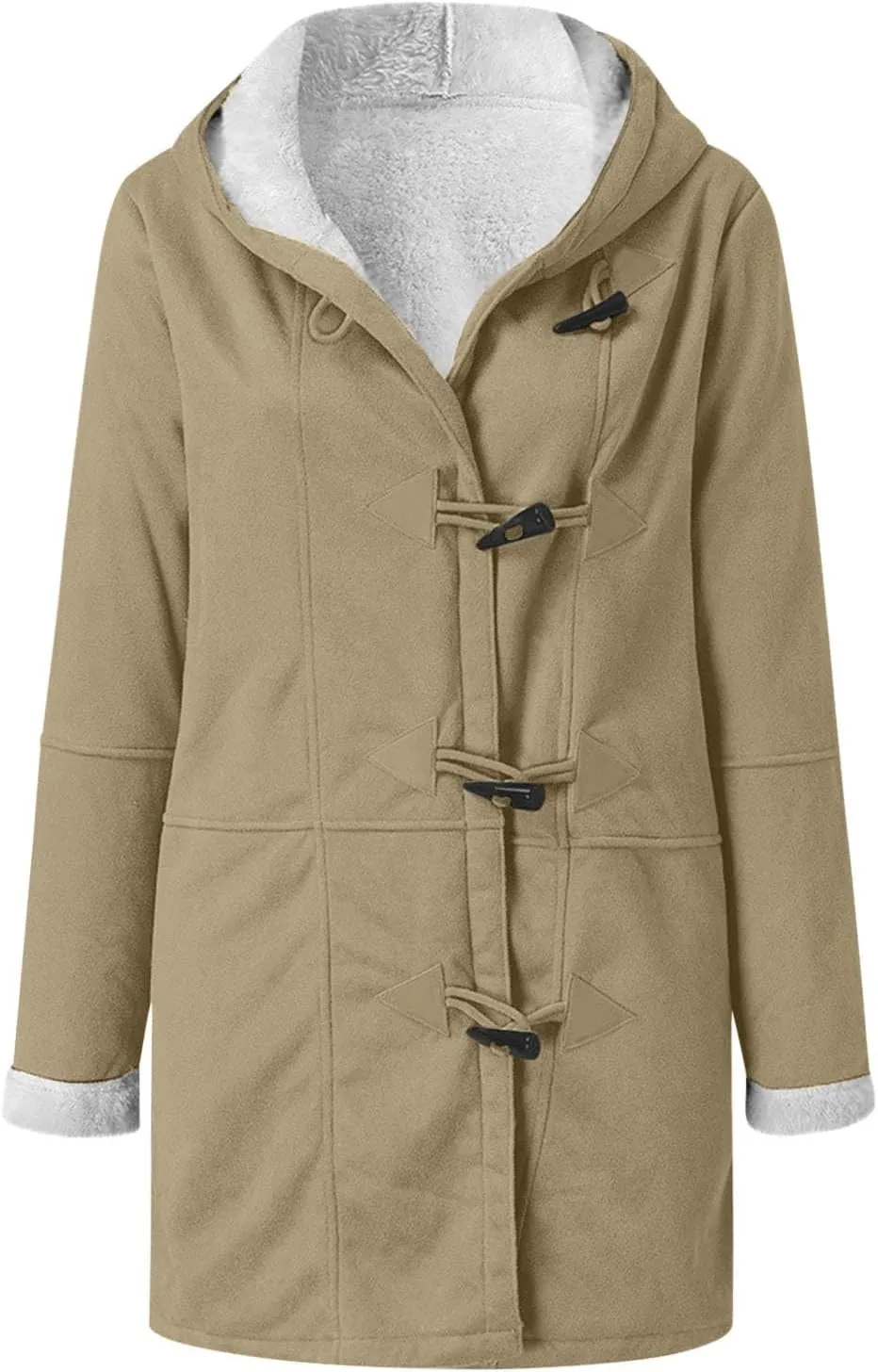 Womens Sherpa Lined Jackets Plus Size Winter Coats Faux Suede Pea Coat Warm Fleece Parka Outerwear