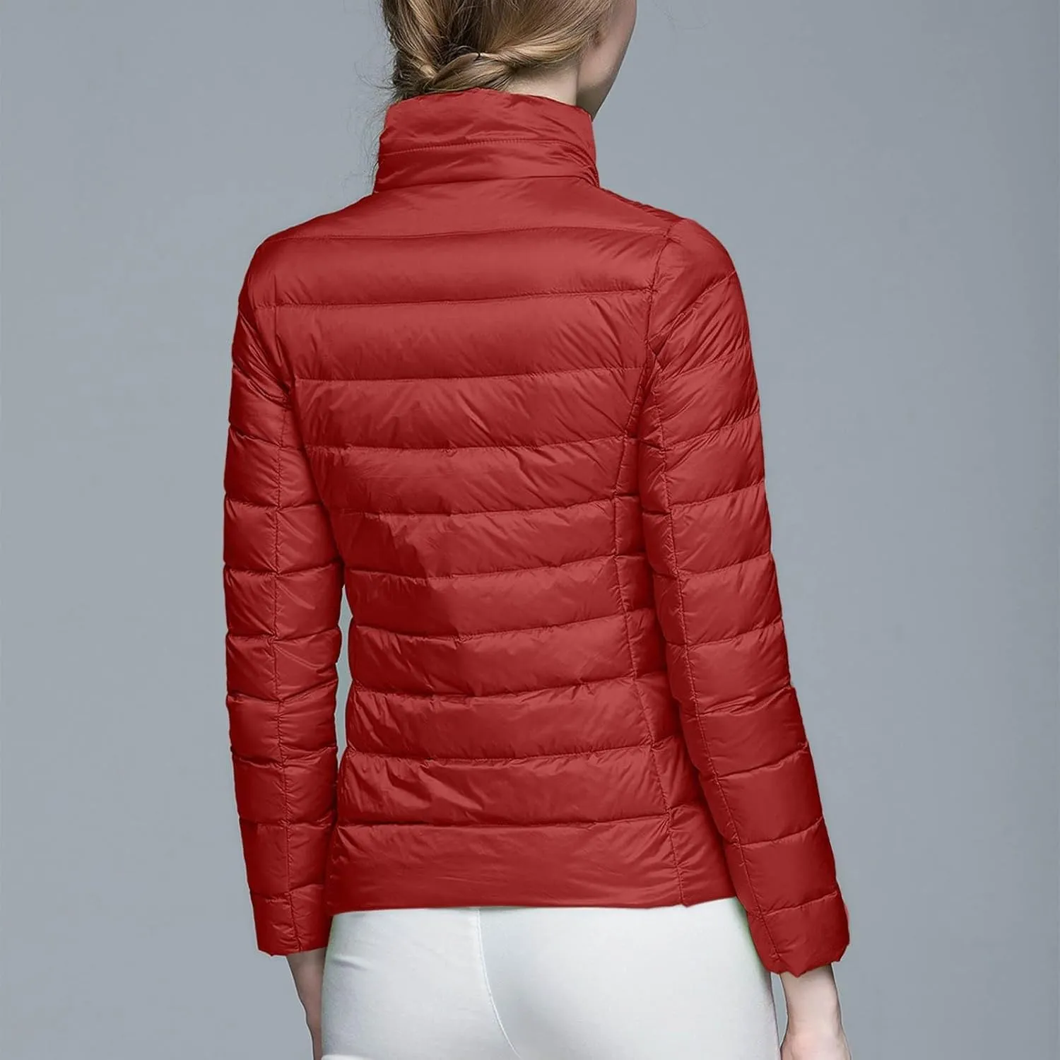 Women's Short Down Coat Packable Puffer Jacket Hooded Winter Ultra Light Quilted Winter Coat with Pocket Outerwear