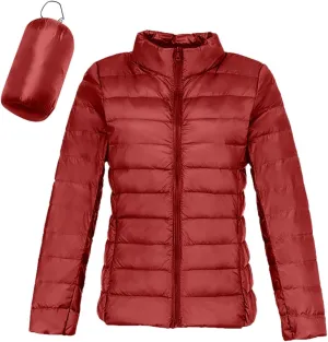 Women's Short Down Coat Packable Puffer Jacket Hooded Winter Ultra Light Quilted Winter Coat with Pocket Outerwear