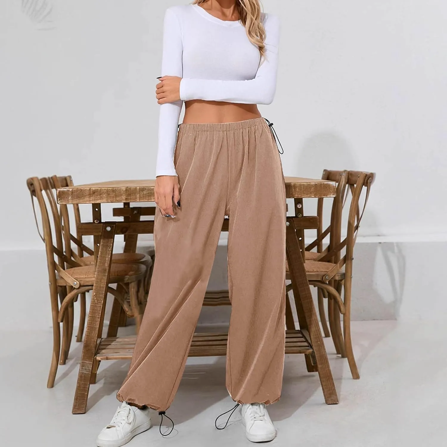 Women's Sweatpants Baggy Solid Bound Feet Drawstring Workout Casual Lounge Bottoms Athletic Loose Soft 2025 Joggers