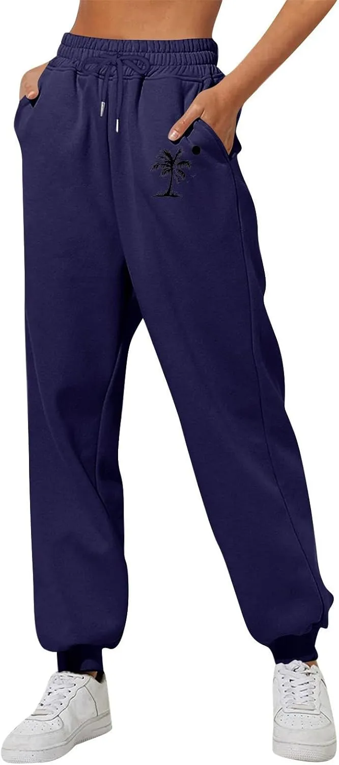 Women's Sweatpants Workout Active Joggers Cinch Bottoms High Waisted Drawstring Lounge Baggy Sweat Pants with Pockets