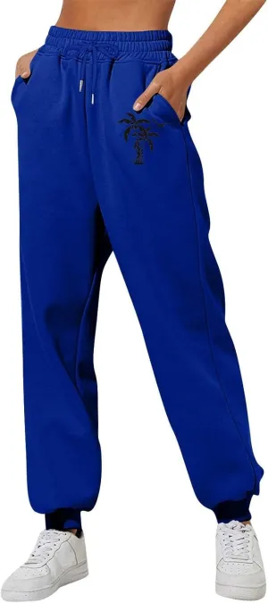 Women's Sweatpants Workout Active Joggers Cinch Bottoms High Waisted Drawstring Lounge Baggy Sweat Pants with Pockets