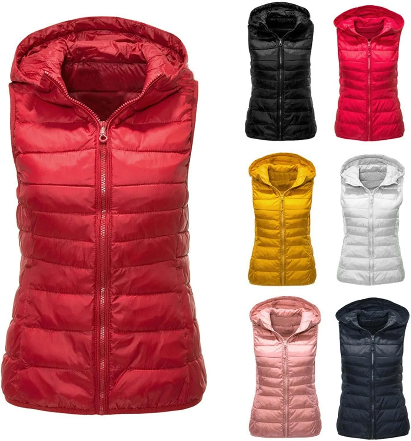 Women's Vests for Fall Winter Lightweight Hooded Vest Warm Coats Sleeveless Down Jacket Water Resistant Puffer Vest
