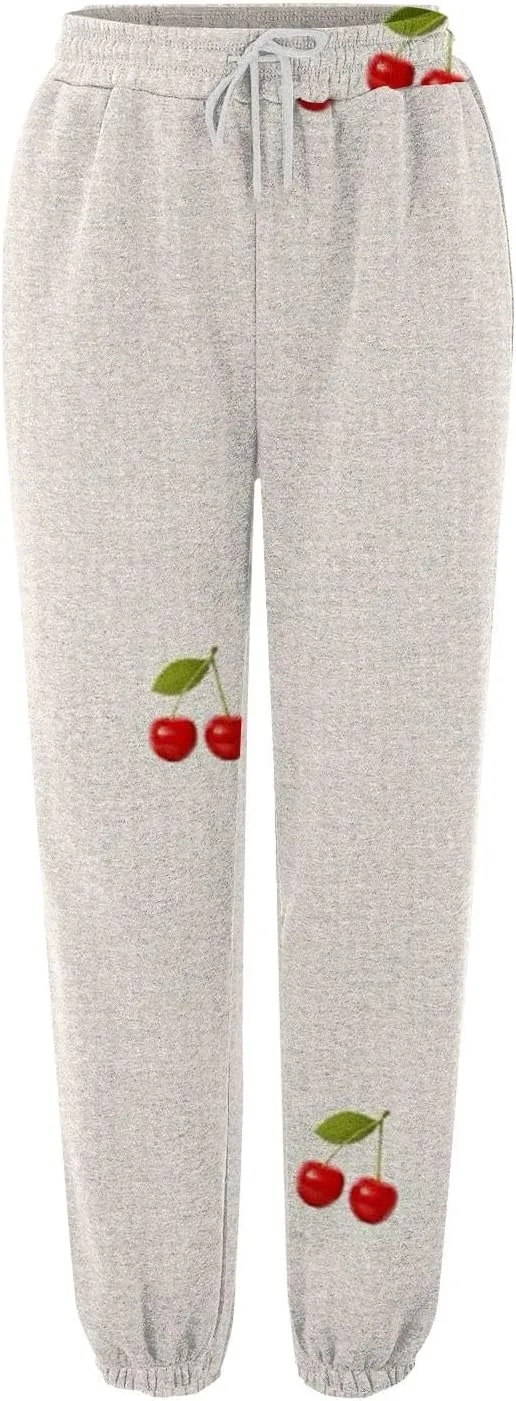 Womens Wide Leg Sweatpants High Waisted Cinch Bottoms Baggy Flared Yoga Pants Pockets Drawstring Athletic Joggers
