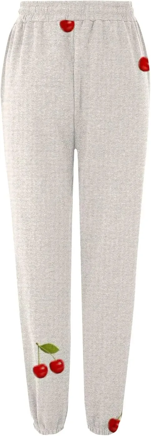 Womens Wide Leg Sweatpants High Waisted Cinch Bottoms Baggy Flared Yoga Pants Pockets Drawstring Athletic Joggers