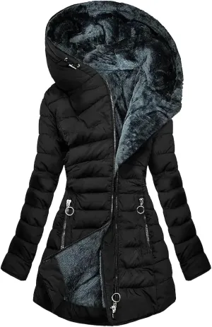 Womens Winter Coats Fuzzy Sherpa Lined Plus Size Down Coats Thicken Fleece Warm Jackets Puffer Coats Parkas with Hood