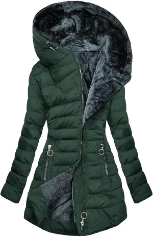 Womens Winter Coats Fuzzy Sherpa Lined Plus Size Down Coats Thicken Fleece Warm Jackets Puffer Coats Parkas with Hood